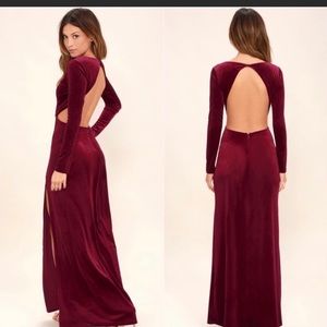 Lulus red/ maroon velvet dress (new never worn)